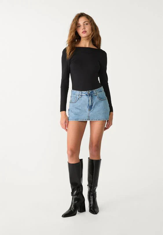 SkortLuxe™ | Comfy Denim Mini Skort