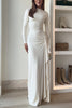 Blanc™ | Long Sleeves Draped Slit Maxi Party Dress