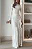 Blanc™ | Long Sleeves Draped Slit Maxi Party Dress