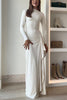 Blanc™ | Long Sleeves Draped Slit Maxi Party Dress