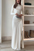 Blanc™ | Long Sleeves Draped Slit Maxi Party Dress