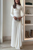 Blanc™ | Long Sleeves Draped Slit Maxi Party Dress