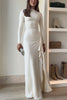 Blanc™ | Long Sleeves Draped Slit Maxi Party Dress