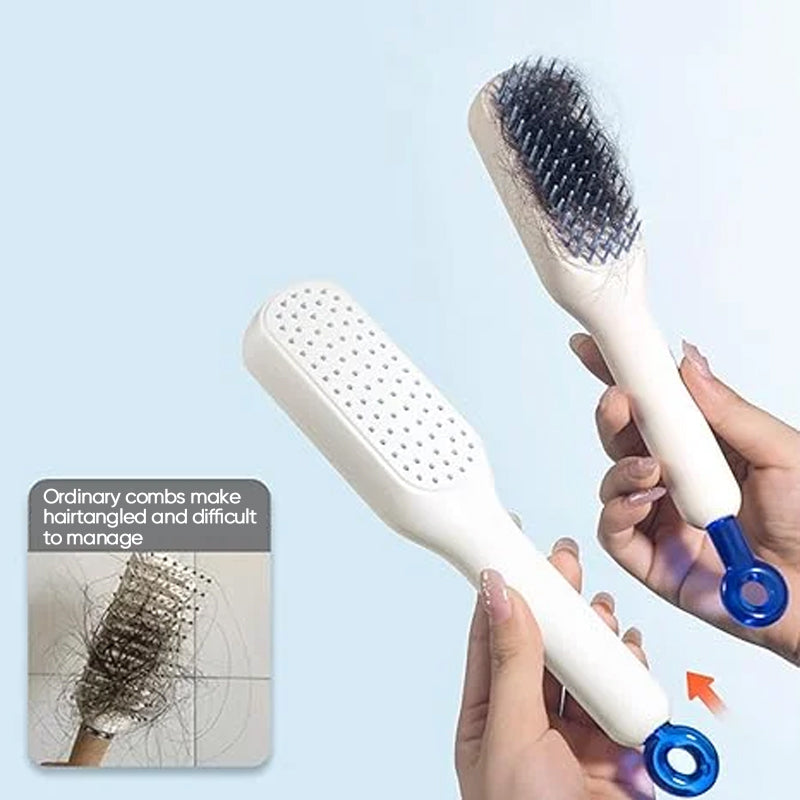 Self-Cleaning Anti-Static Massage Hair Brush