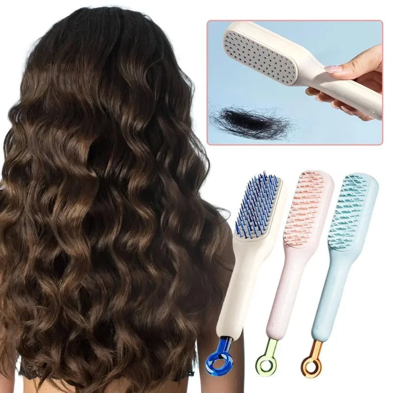Self-Cleaning Anti-Static Massage Hair Brush