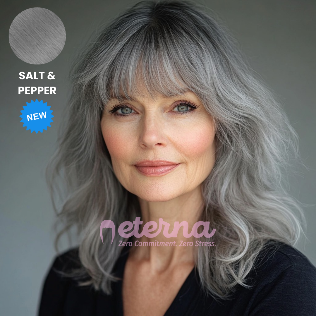 Eterna™ | Effortless Natural Look with Customizable Fit Clip-On Bangs