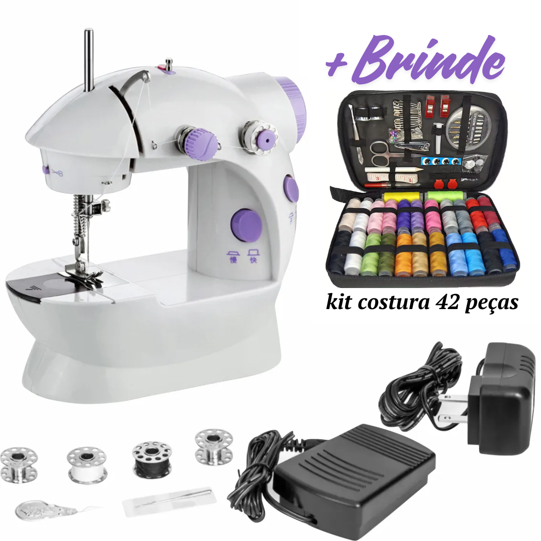 Mini Portable Electric Sewing Machine + Foot Pedal Dual Voltage 110V/220V + Bonus