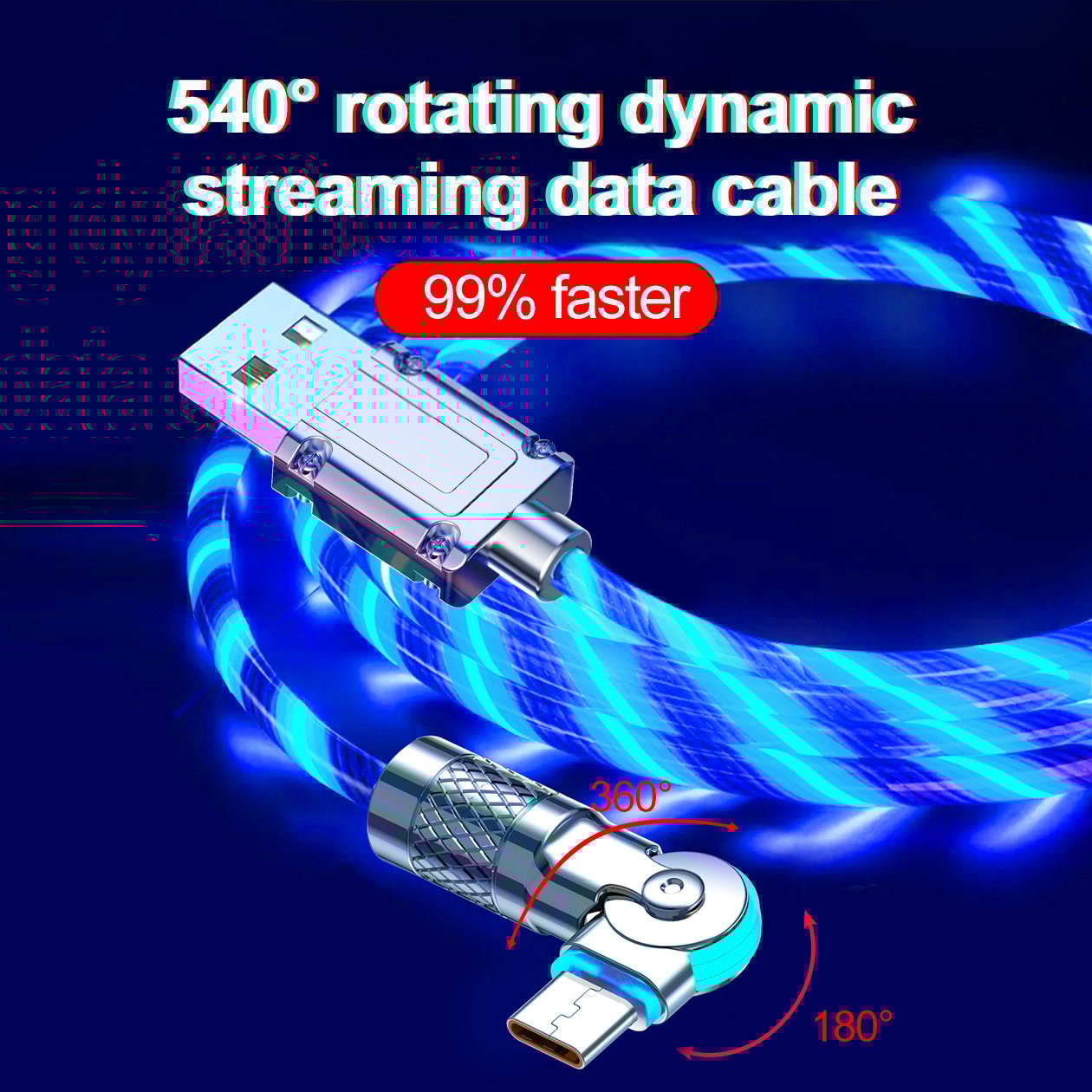 GlowLink™ - 540° Rotating Fast Charging Cable with Lights