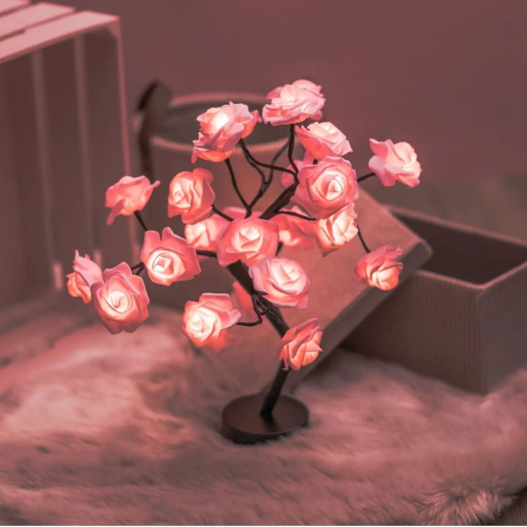 ENCHANTED LED ROSE FLOWER & CHRISTMAS TREE FAIRY LIGHT LAMP