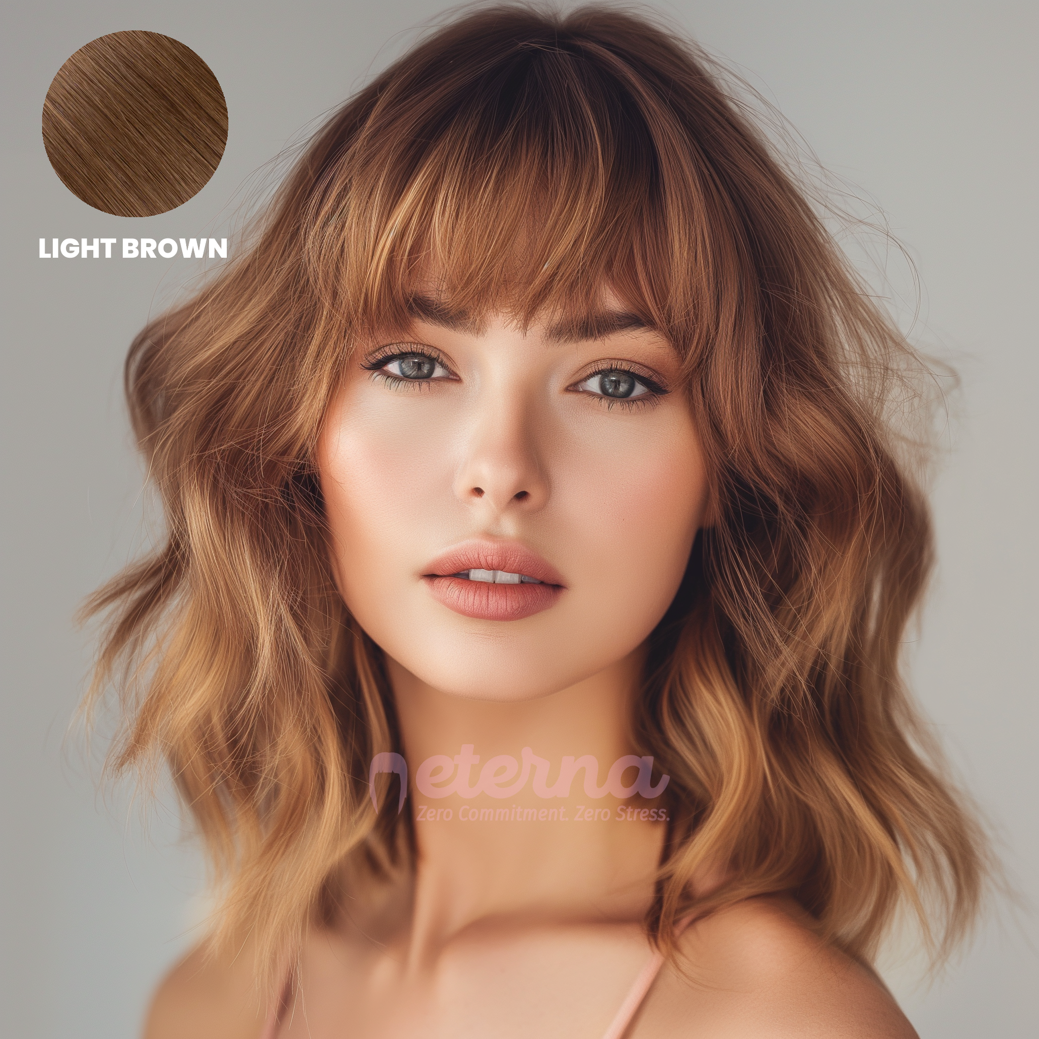 Eterna™ | Effortless Natural Look with Customizable Fit Clip-On Bangs