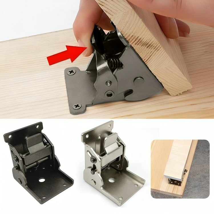 90° Self-Locking Folding Steel Hinges – Set of 2