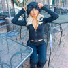 Women's fashionable and sexy high-waisted long-sleeved trousers two-piece set