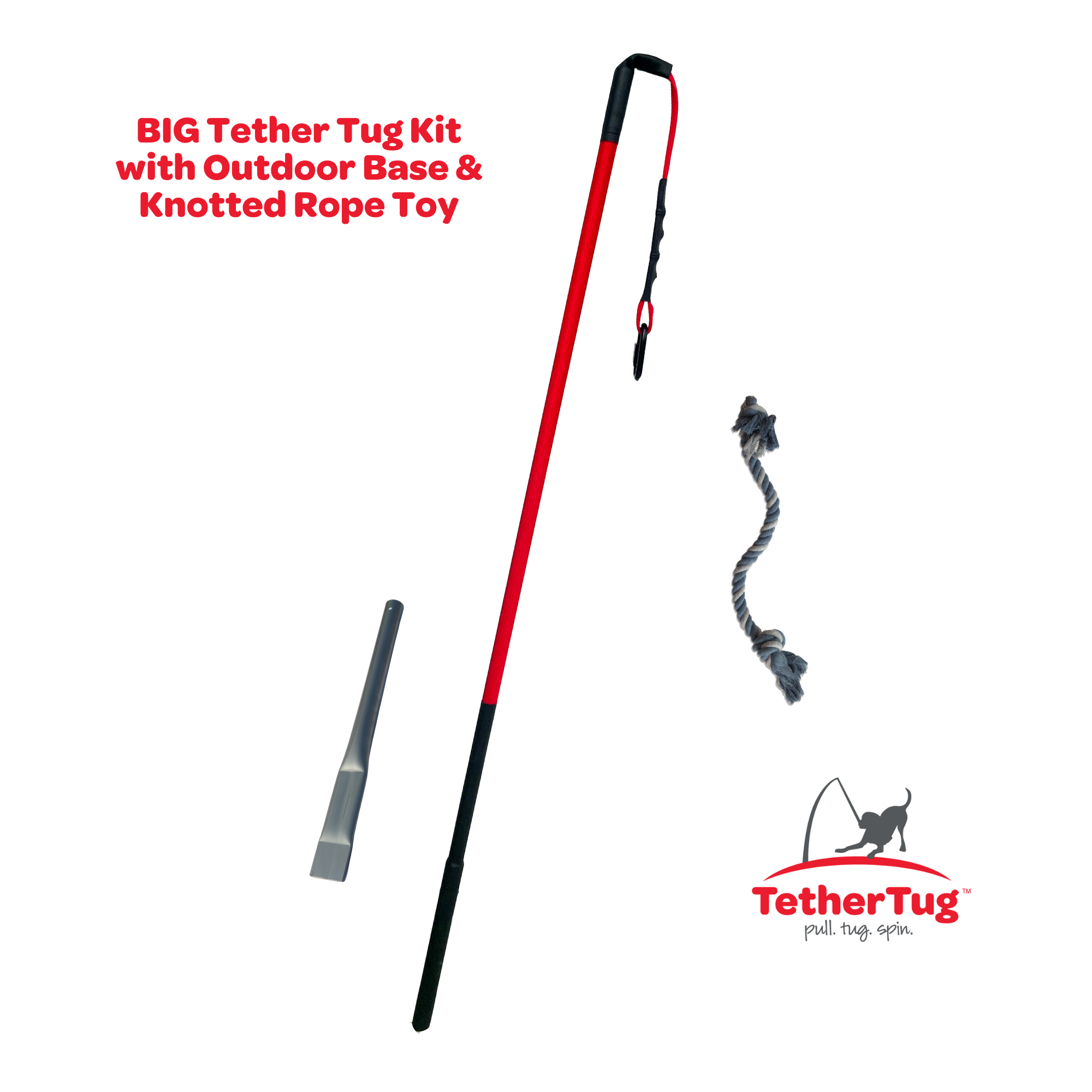 TetherTug™ XL – Outdoor Tug Toy Kit for Dogs 70 lbs+