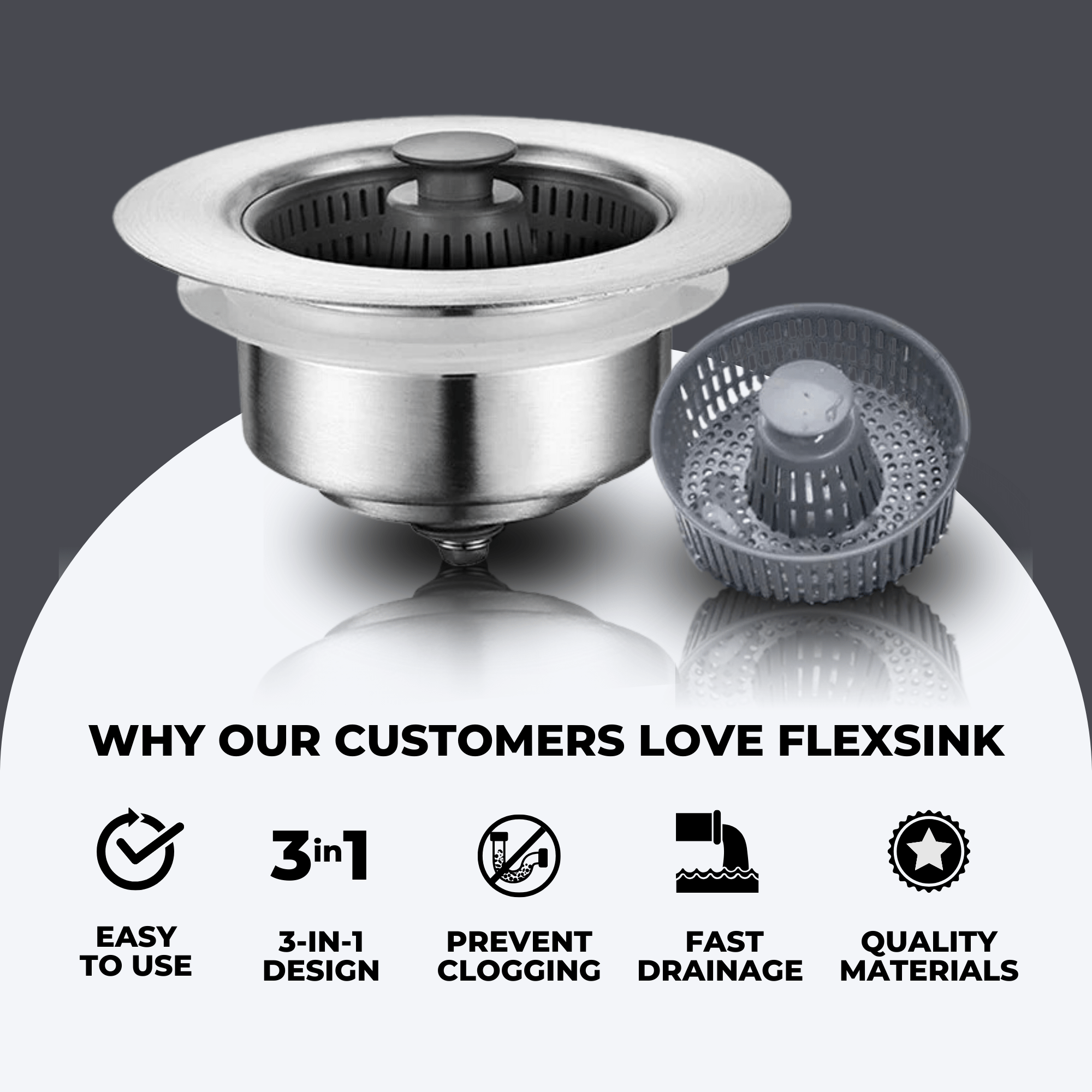 Flexsink 3-in-1 Push-Type Sink Aid &amp; Stopper | BUY 1 GET 1 FREE (2PCS)