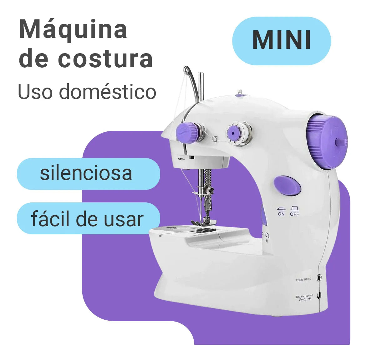 Mini Portable Electric Sewing Machine + Foot Pedal Dual Voltage 110V/220V + Bonus