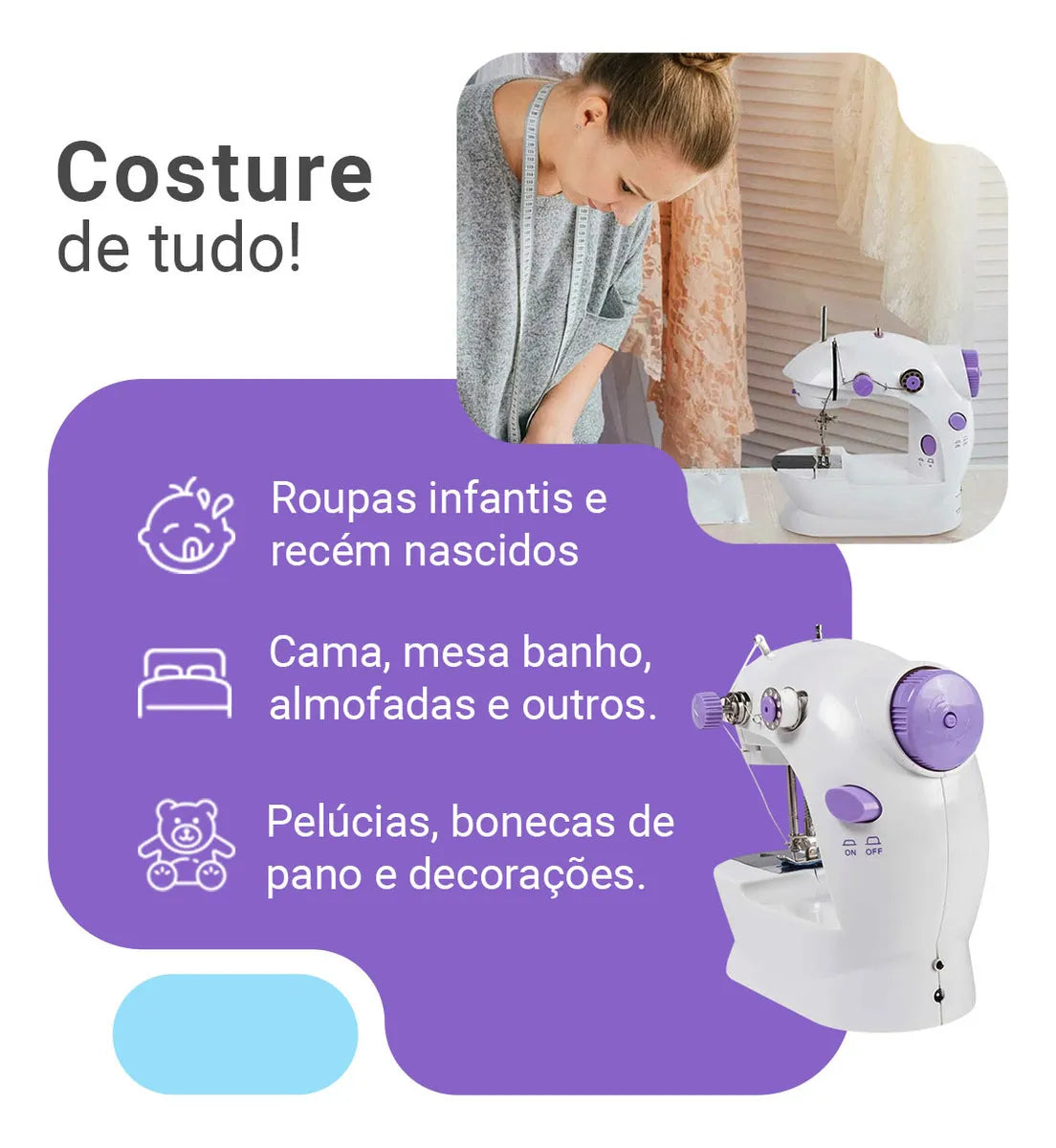 Mini Portable Electric Sewing Machine + Foot Pedal Dual Voltage 110V/220V + Bonus