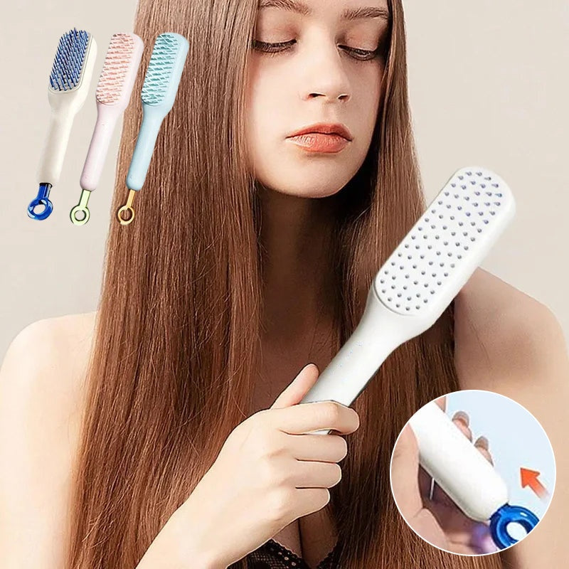 Self-Cleaning Anti-Static Massage Hair Brush