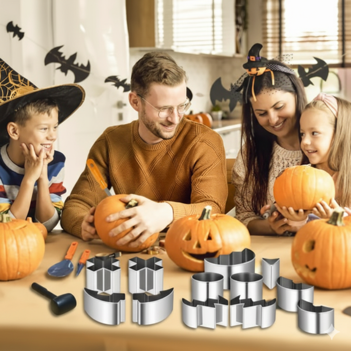 Large Halloween Cutter Set – 7-Piece Stainless Steel Molds for Cookies, Pancakes & Fruit