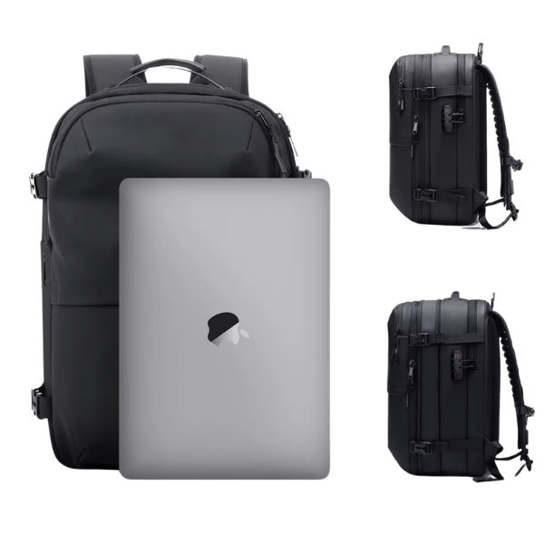 Travel backpack with vacuum pump