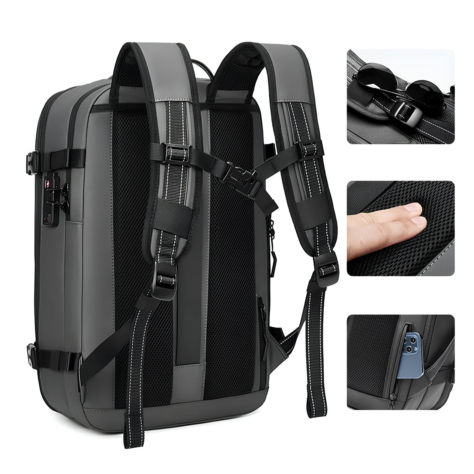 Travel backpack with vacuum pump