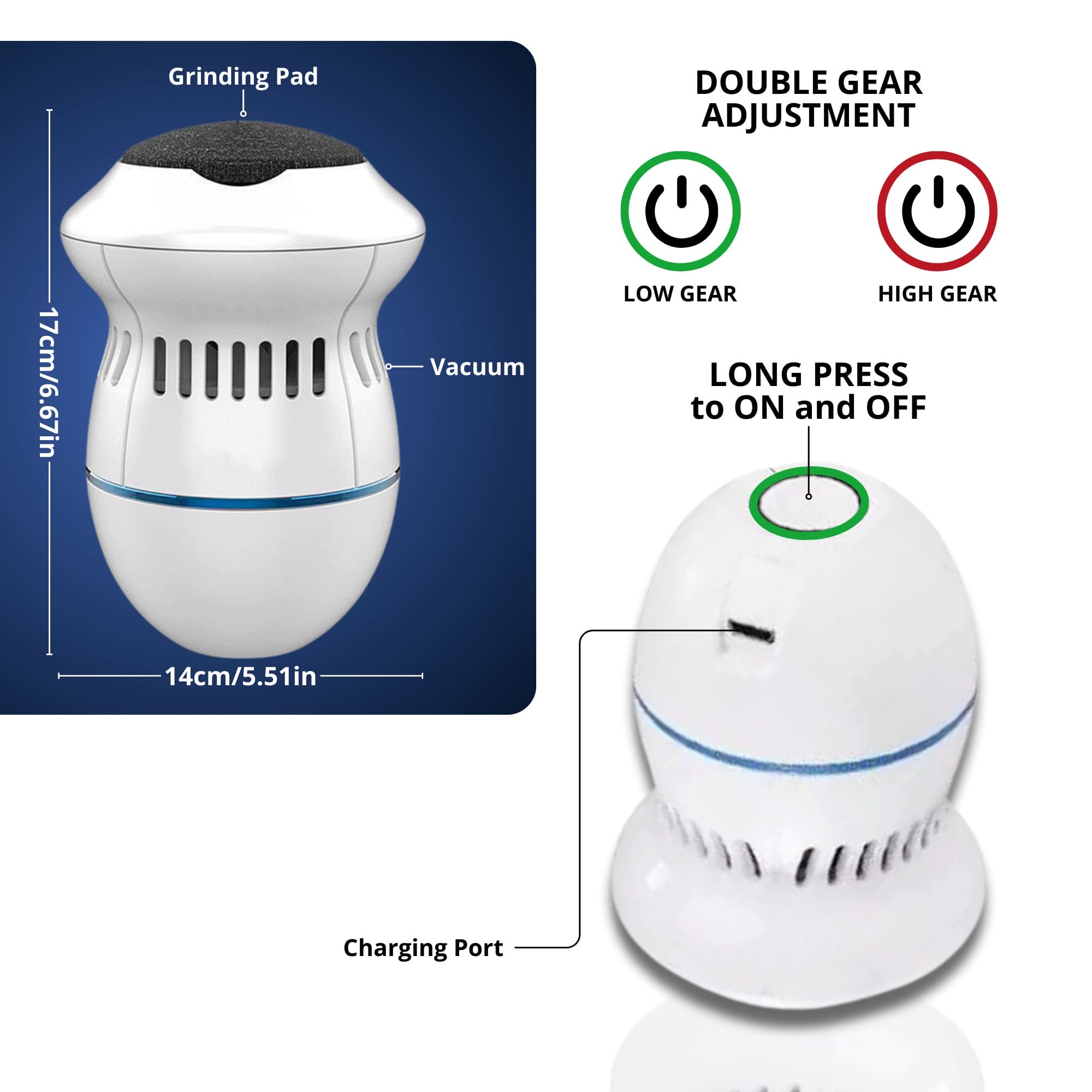 Elegrind™ Electric Foot Grinder with Vacuum | incl. 2 Grinder Heads