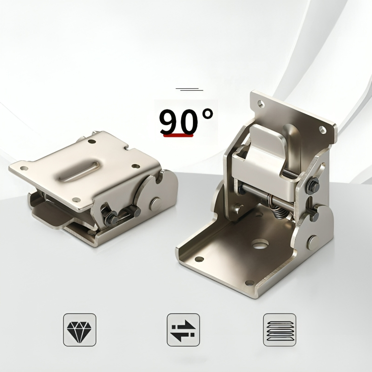 90° Self-Locking Folding Steel Hinges – Set of 2
