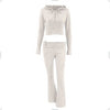 Women's fashionable and sexy high-waisted long-sleeved trousers two-piece set