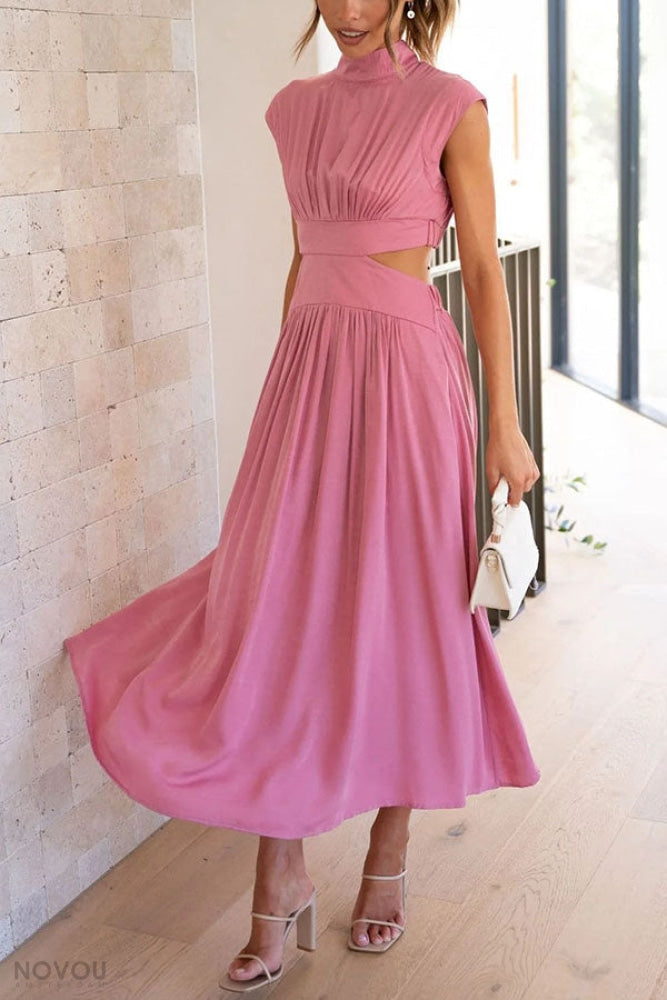 [50% Off] Lorna™ | Turtleneck Cut-Out Waist Summer Midi Dress