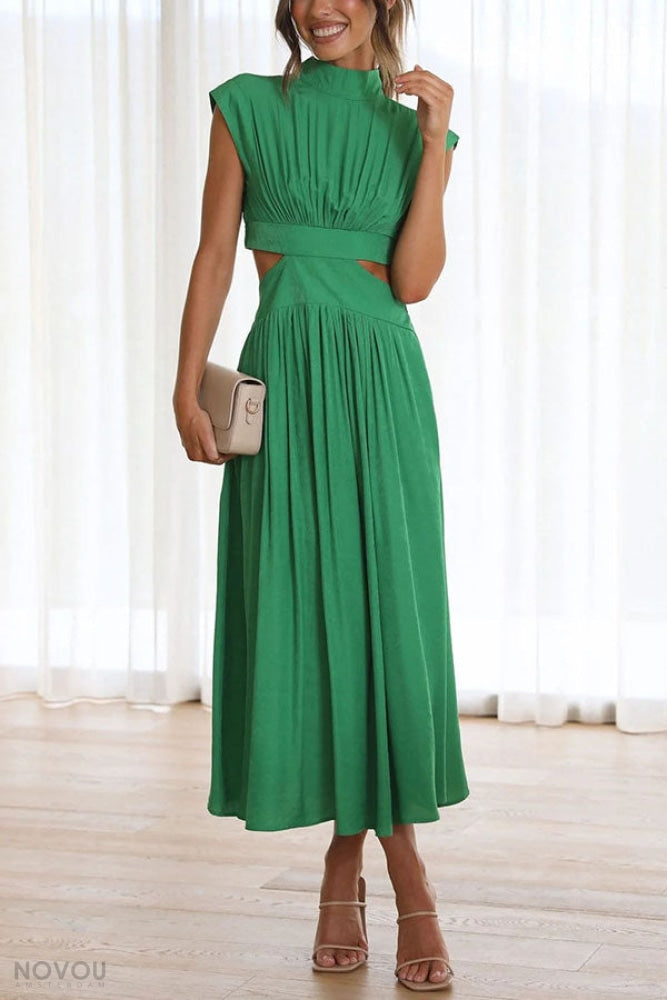 [50% Off] Lorna™ | Turtleneck Cut-Out Waist Summer Midi Dress