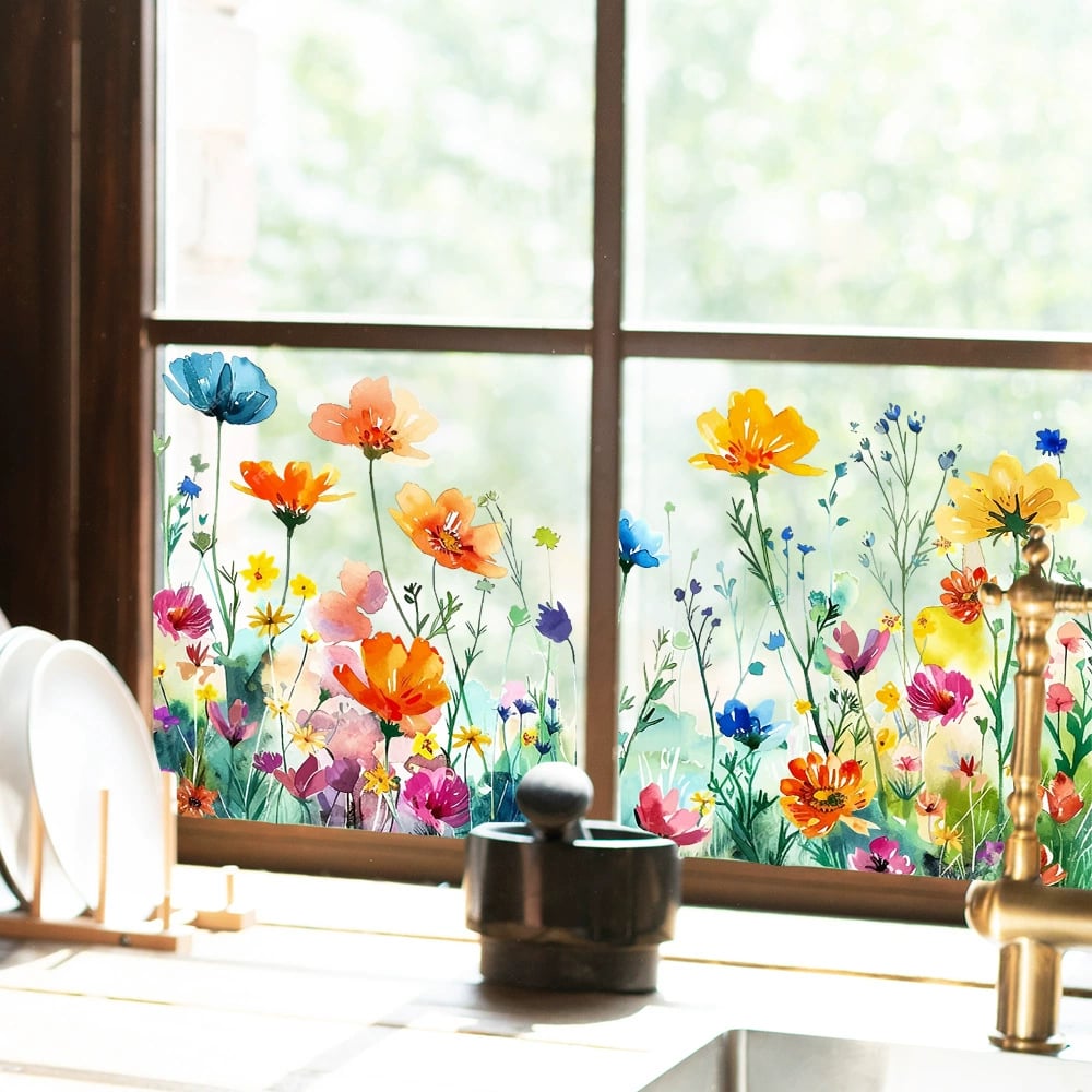 Buy 1 Get 1 FREE | Colorful Flower Stickers for Your Windows!