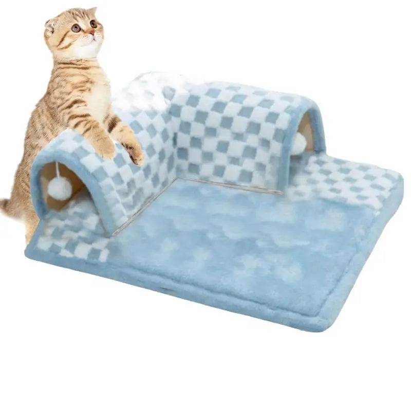2 in 1 Cat Dog Plush Tunnel Bed Activity Toy