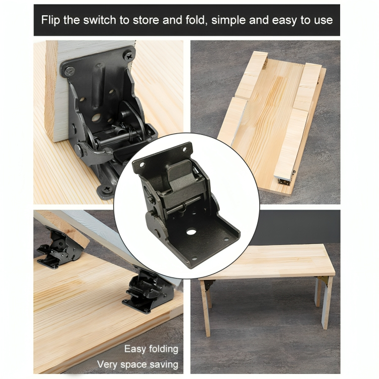 90° Self-Locking Folding Steel Hinges – Set of 2