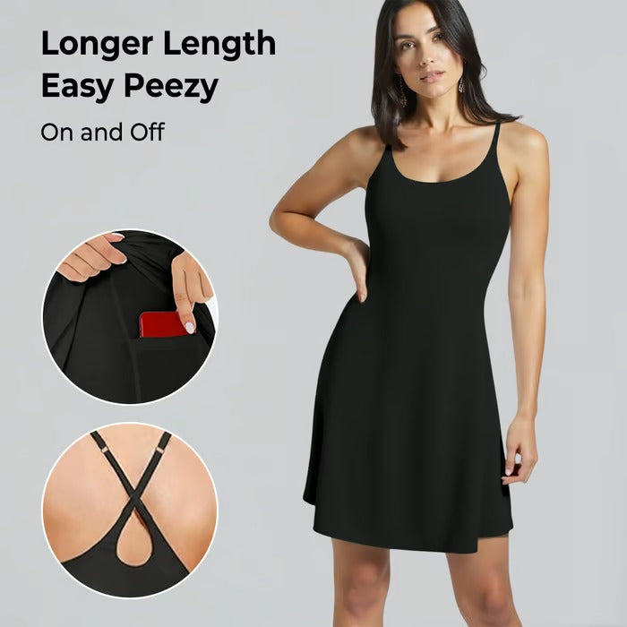 ShapeLuxe – Backless Fitness Dress for Effortless Style & Support