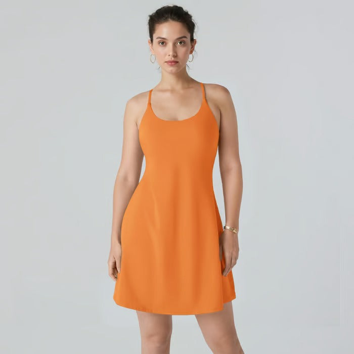 ShapeLuxe – Backless Fitness Dress for Effortless Style & Support