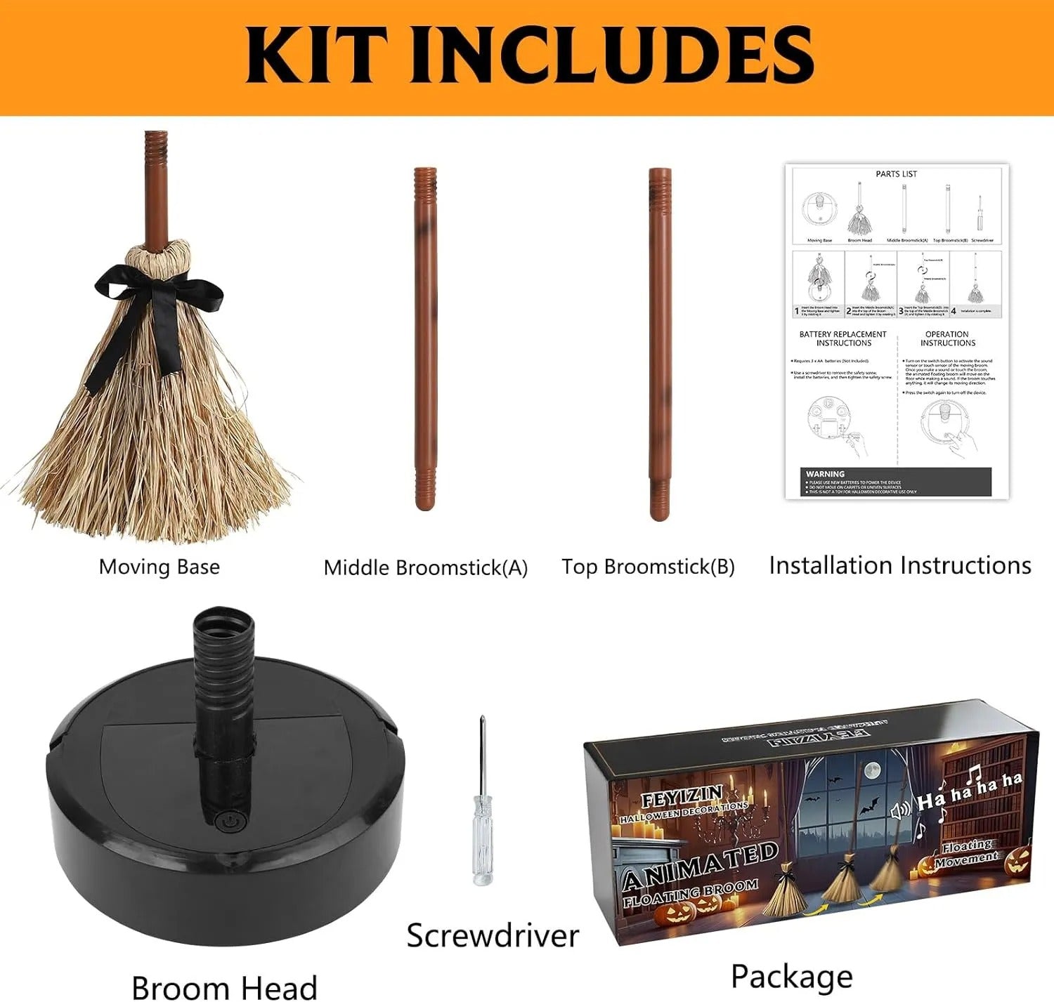 Floating Witch's Broom – Responds to sounds and touch with laughter and movement