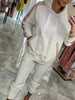 Relaxed set that combines comfort and shiny style