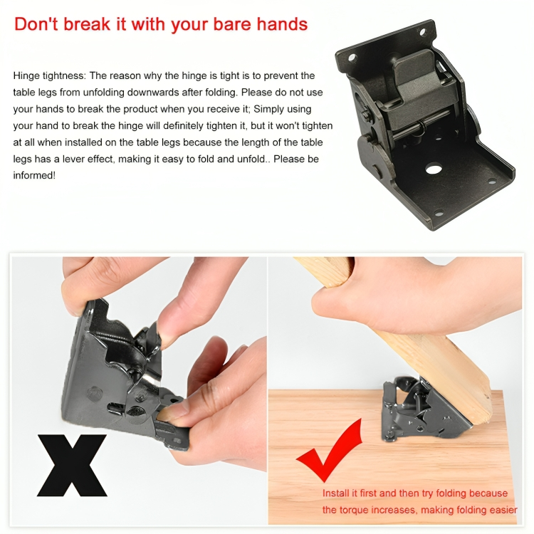 90° Self-Locking Folding Steel Hinges – Set of 2